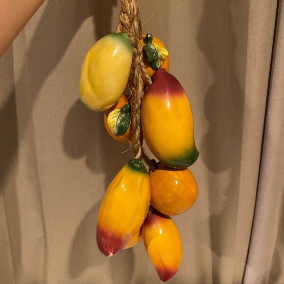 Vintage Ceramic Fruit Rope Wall Decor Oranges Mangos Kitchen 8pcs - Picture 3 of 5